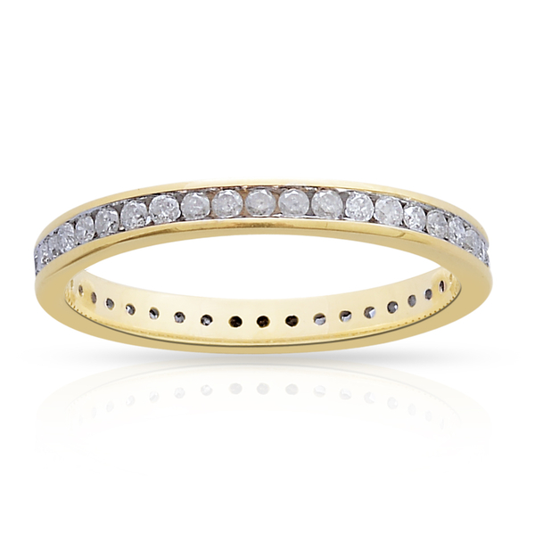 9K Yellow Gold SGL Certified Diamond (Rnd) (I3/G-H) Full Eternity Wedding Band Ring 0.500 Ct.