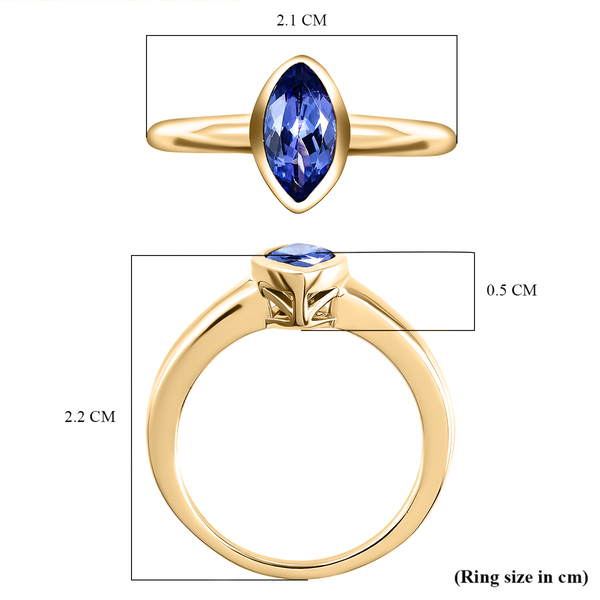 Rachel Galley- Tanzanite Solitaire Ring in Vermeil Yellow Gold Overlay Sterling Silver