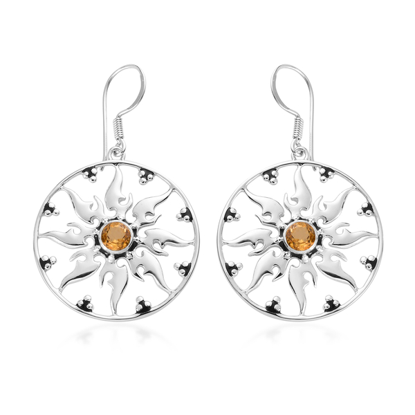 Sajen Silver Natures Joy Collection - Natural Honey Tourmaline Enamelled Earrings (With Fish Hook) in Platinum Overlay Sterling Silver 1.45 Ct, Silver Wt. 8.68 Gms