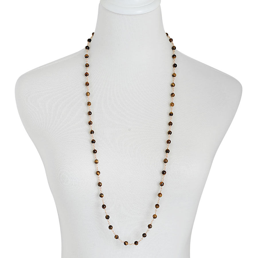 Tigers Eye Necklace (Size 36) in Rose Gold Tone 7.000 Ct.