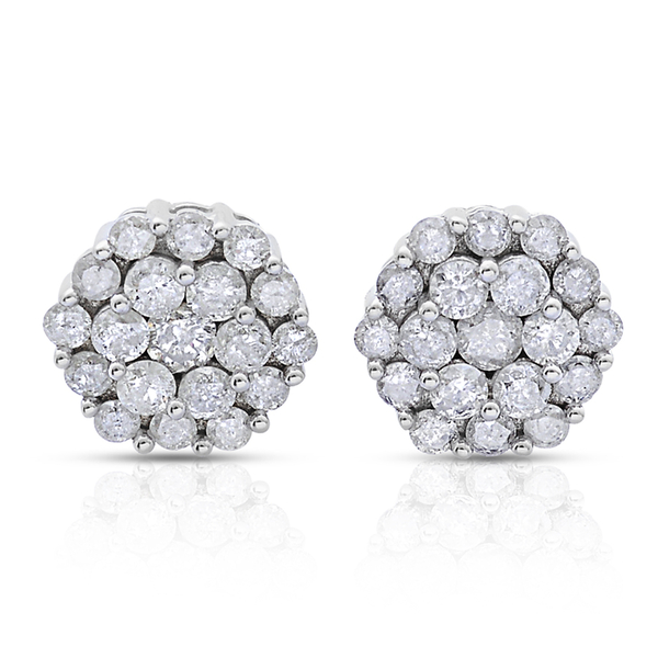 9K W Gold SGL Certified Diamond (Rnd) (I3/G-H) Stud Earrings (with Push Back) 1.000 Ct.