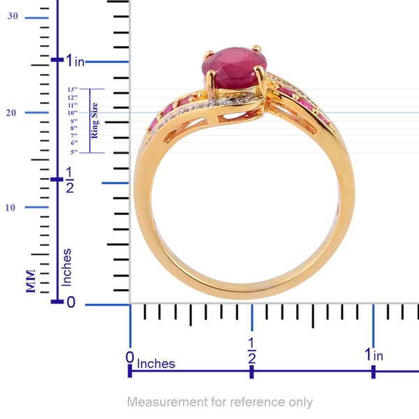 African Ruby (Ovl 2.50 Ct), Thai Ruby and White Topaz Ring in Yellow Gold Overlay Sterling Silver 3.000 Ct.