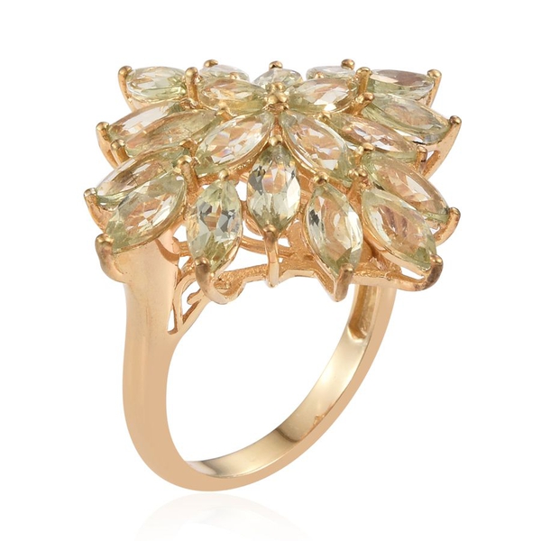 Natural Canary Apatite (Mrq) Cluster Ring in 14K Gold Overlay Sterling Silver 7.500 Ct.