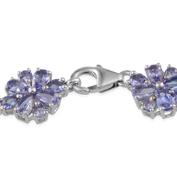 AA Tanzanite (Pear) Bracelet in Platinum Overlay Sterling Silver (Size 7) 11.250 Ct.