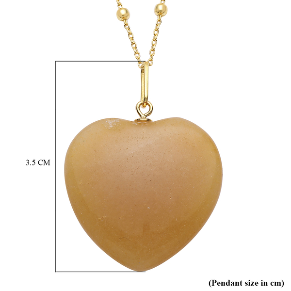 Yellow Quartzite Heart Pendant with Chain (Size 20) in Yellow Gold Overlay Sterling Silver
