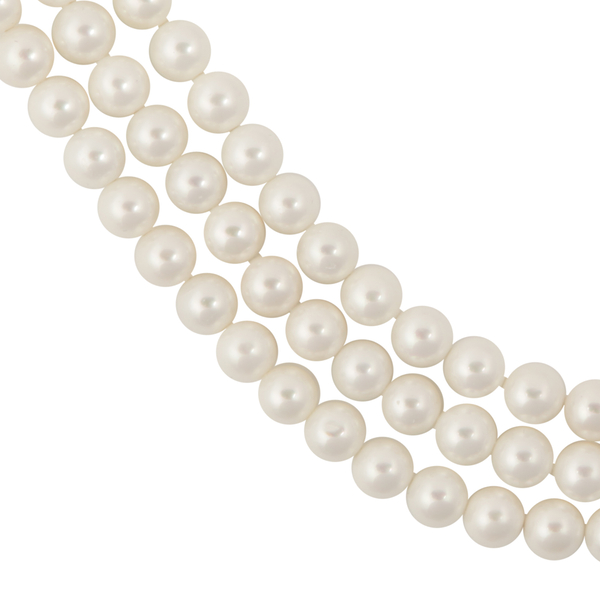 Three Strand Shell Pearl Necklace in Brass