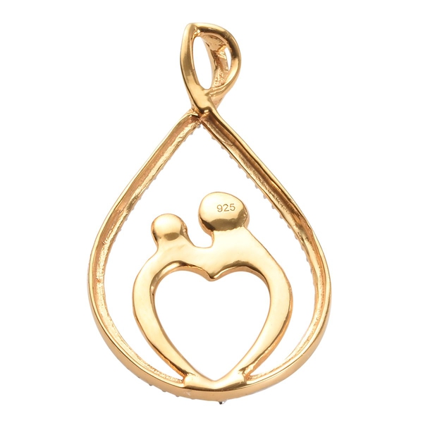 Mother And Baby Diamond Pendant in Platinum and Yellow Gold Overlay Sterling Silver