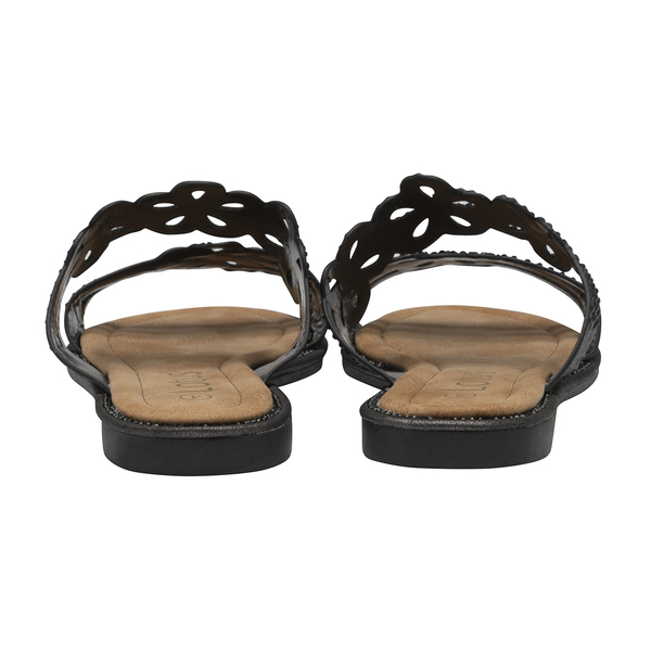 Lotus Aura Diamante Flat Sandals (Size 3) - Black