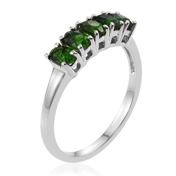 Chrome Diopside (Ovl) 5 Stone Ring in Platinum Overlay Sterling Silver 0.750 Ct.