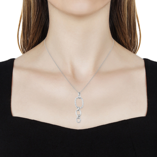 RACHEL GALLEY Allegro Link Rhodium Overlay Sterling Silver Pendant With Chain (Size 30) Silver wt 12.47 Gms.