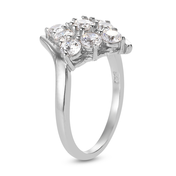 Lustro Stella Platinum Overlay Sterling Silver Ring Made with Finest CZ 2.23 Ct.