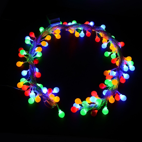 Multi Colour 100 LED Round Bulbs Light String with Switch (Size 10 metres)