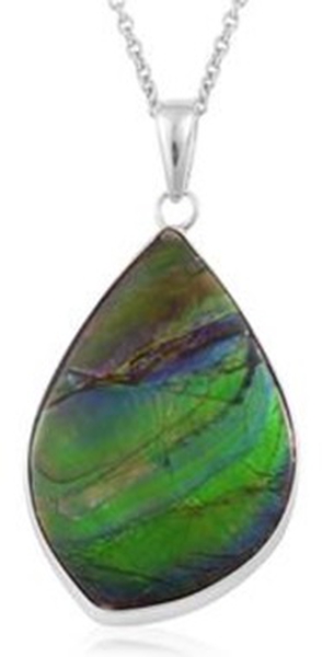 (Option 3) Canadian Ammolite Pendant With Chain in Rhodium Plated Sterling Silver 22.840 Ct.