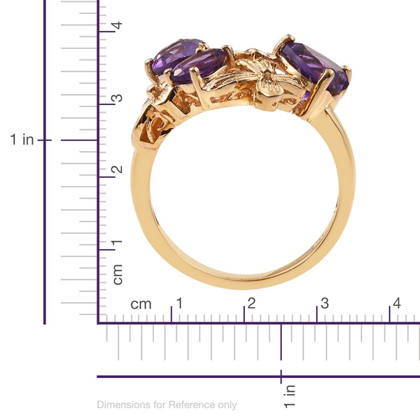 Natural Uruguay Amethyst (Hrt 1.65 Ct) Floral Ring in 14K Gold Overlay Sterling Silver 3.500 Ct.