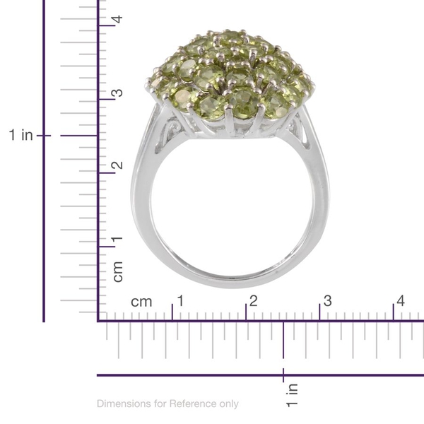 AA Hebei Peridot (Ovl) Cluster Ring in Platinum Overlay Sterling Silver 6.300 Ct.