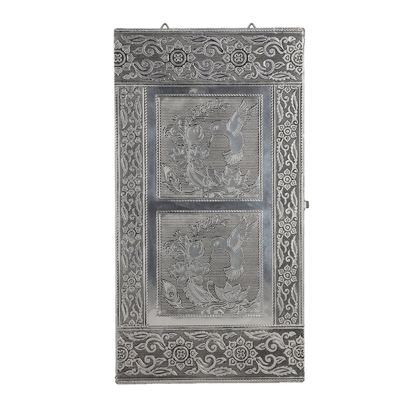 Handcrafted Parrot Embossed Jewellery Armoire with Velvet Lining and Clasp