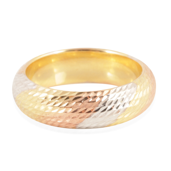 Limited Edition- Royal Bali Collection 9K Gold Tri Colour Band Ring, Gold wt 1.32 Gms.