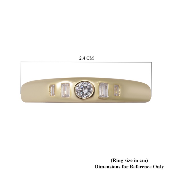 ELANZA Simulated White Diamond Band Ring in Yellow Gold Overlay Sterling Silver