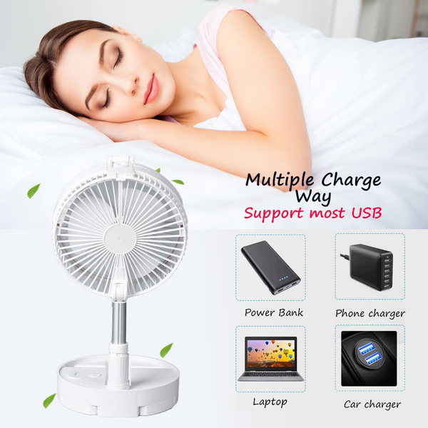 Portable & Adjustable Fan with Mist, Rechargeable Battery and Four Wind Speed Settings (Folded Size 20x11cm; Adjustable up to 85cm)