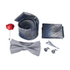 Mens Gift Set (Includes Cufflink Bow Tie Scarf Tie Bar Brooch Tie) - Silver Grey