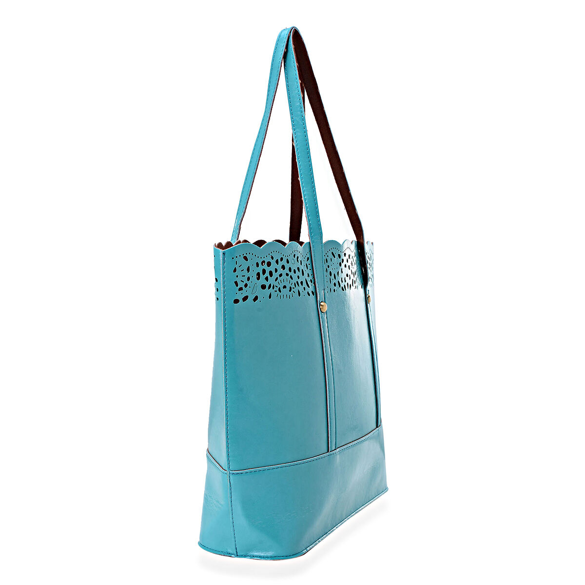 DOD of 31st Aug - Turquoise Colour Laser Cut Work Tote Bag (Size 17x4.5x12.6 inch)