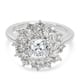 Lustro Stella Platinum Overlay Sterling Silver Ring Made with Finest CZ 3.73 Ct.