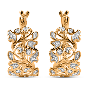 Diamond Earrings (with Clasp) in 14K Gold Overlay Sterling Silver, Silver Wt. 6.33 Gms