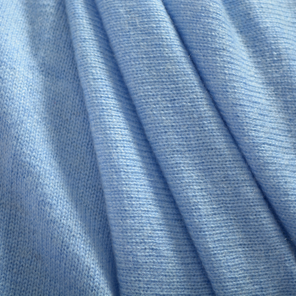 Limited Available - 100% Cashmere Wool Poncho - Light Blue Colour (Free Size/70x70Cm)