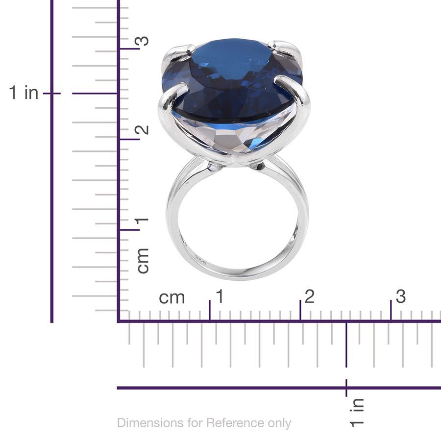 Ceylon Colour Quartz (Ovl) Ring in Platinum Overlay Sterling Silver 50.000 Ct.