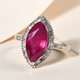 African Ruby (FF) and Diamond Ring in Platinum Overlay Sterling Silver 4.25 Ct.