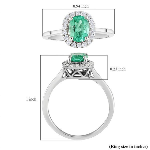 RHAPSODY 950 Platinum AGI Certified AAAA Boyaca Colombian Emerald and Diamond (VS/E-F) Ring 1.40 Ct, Platinum Wt. 5.04 Gms