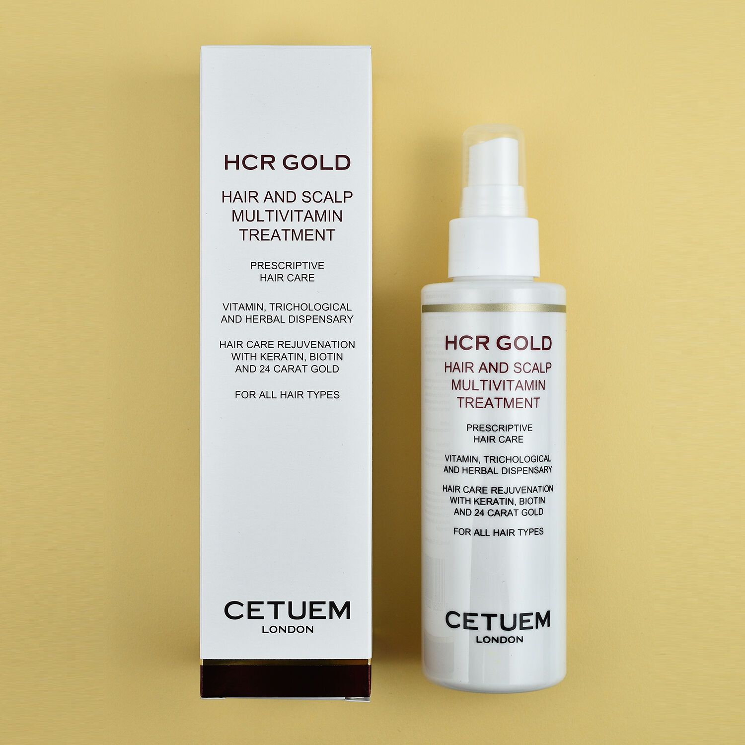 Cetuem HCR Gold Hair and Scalp with MultiVitamin B3, B5, B6, B7, C and Vitamin E Treatment for