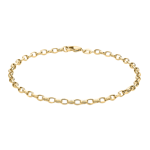9K Yellow Gold Hollow Oval Belcher Bracelet (Size - 7.5) with Lobster Clasp