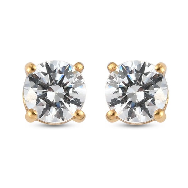 Lustro Stella 14K Gold Overlay Sterling Silver Stud Earrings (with Push Back) Made with Finest CZ 1.