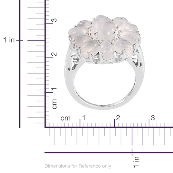 Natural Rainbow Moonstone (Ovl 2.00 Ct) Floral Ring in Platinum Overlay Sterling Silver 8.000 Ct.