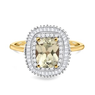 Monster Deal - 9K Yellow Gold AAA Turkizite and Diamond Ring 2.01 Ct.