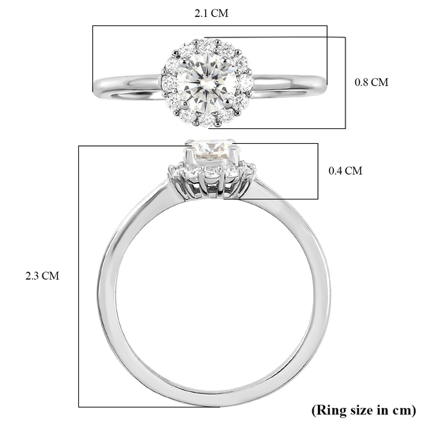 Set of 2 - Moissanite Ring Platinum Overlay in Sterling Silver 1.08 Ct, Silver Wt. 5.65 Gms