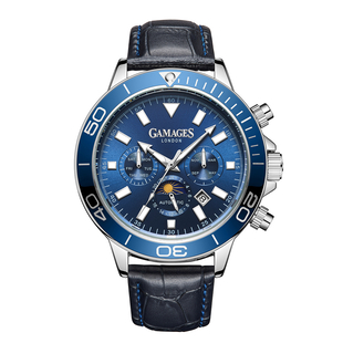 Limited Edition - GAMAGES OF LONDON Hand Assembled Rotating Moon Phase Automatic Steel