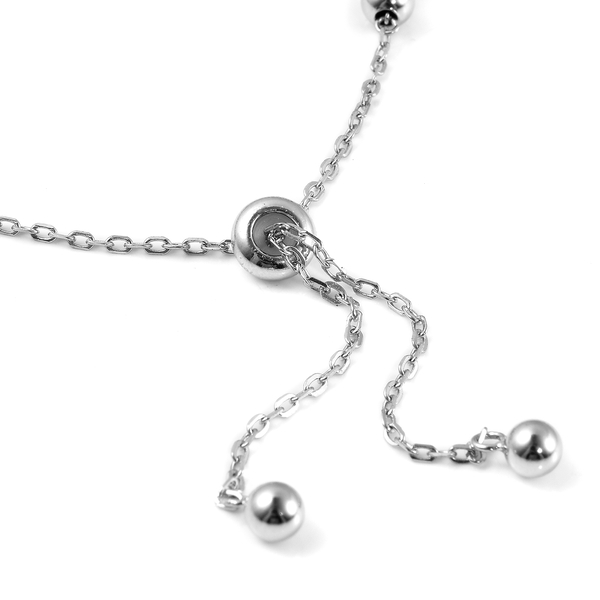 Rhodium Overlay Sterling Silver Adjustable Bracelet (Size 6.5-8)