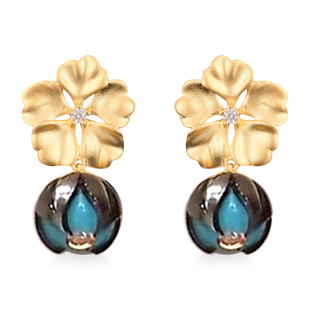 Galatea Pearl - Tahiti Pearl and Natural Cambodian Zircon Floral Design Earrings  (with Push Back) i