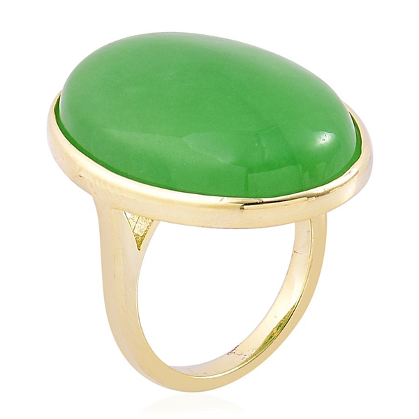 Chinese Green Jade (Ovl) Ring in Yellow Gold Overlay Sterling Silver 28.500 Ct.