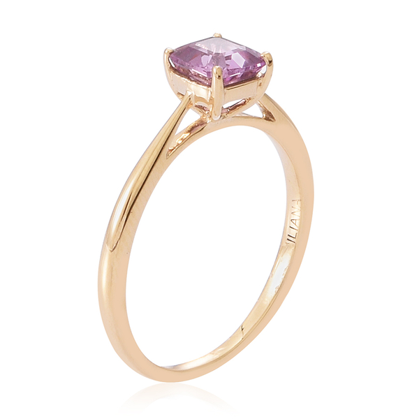 ILIANA 18K Y Gold Pink Sapphire (Asscher Cut) Solitaire Ring 1.000 Ct.