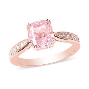 Lustro Stella - Simulated Pink Diamond and Simulated White Diamond Ring in Rose Gold Overlay Sterlin