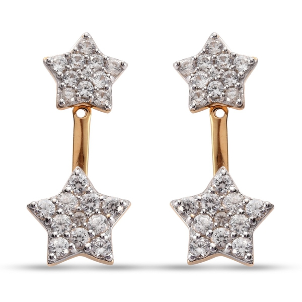 Sundays Child Natural Cambodian Zircon Star Earrings in 14K Gold Overlay Sterling Silver 2.700 Ct, Silver Wt. 5.32 Gms