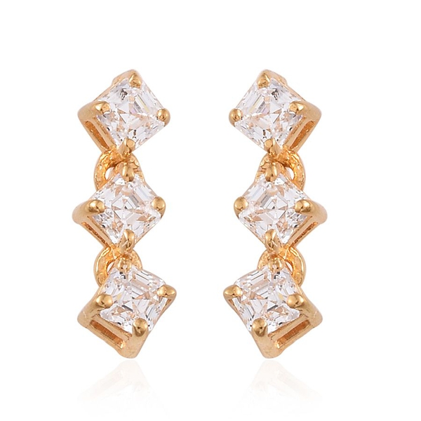 Lustro Stella - 14K Gold Overlay Sterling Silver (Asscher Cut) Earrings (with Push Back) Made with F