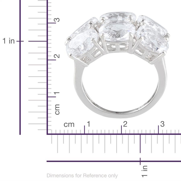White Crackled Quartz (Ovl), Diamond Ring in Platinum Overlay Sterling Silver 8.430 Ct.