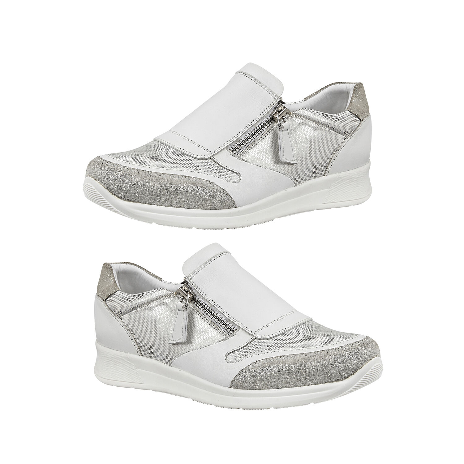 Lotus Stressless Leather Alicante Trainers (Size 4) - White and Silver