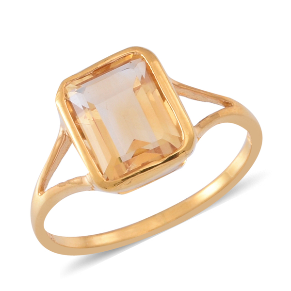 Citrine (Oct) Solitaire Ring in 14K Gold Overlay Sterling Silver 3.000 Ct.