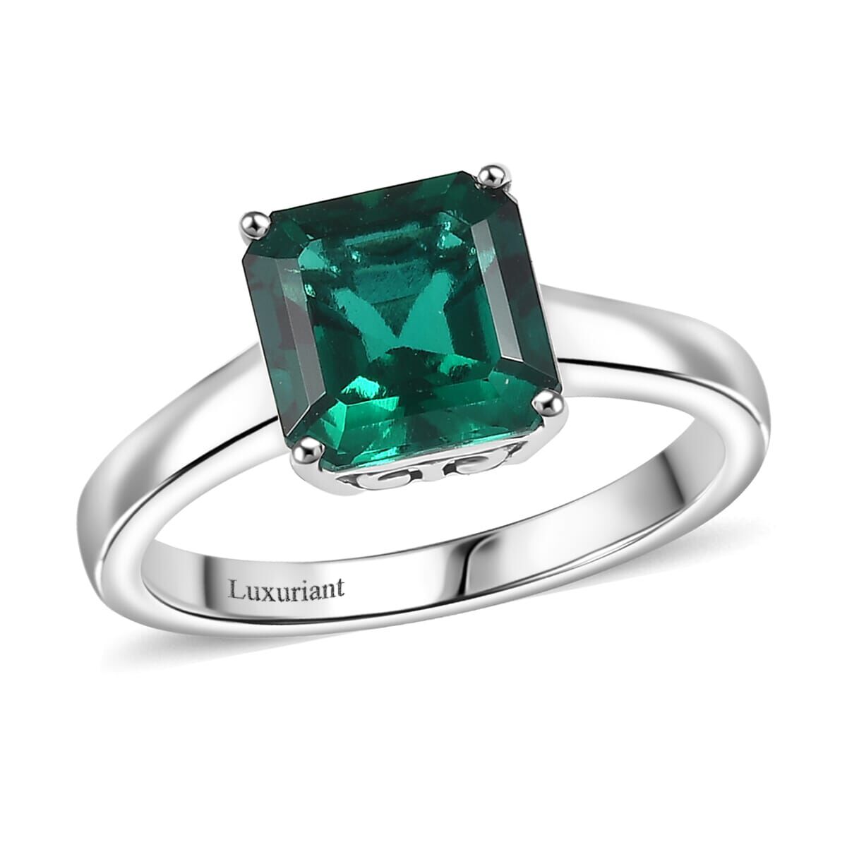 10K White Gold AAA Lab Grown Emerald Solitaire Ring, Gold Wt.3.34 Gms  2.195  Ct.