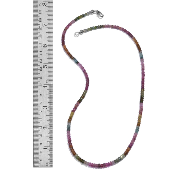 Multi Tourmaline Necklace (Size 18) in Platinum Overlay Sterling Silver 44.910 Ct.